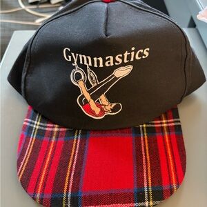 Vintage Black and Red Plaid Gymnastics Cap